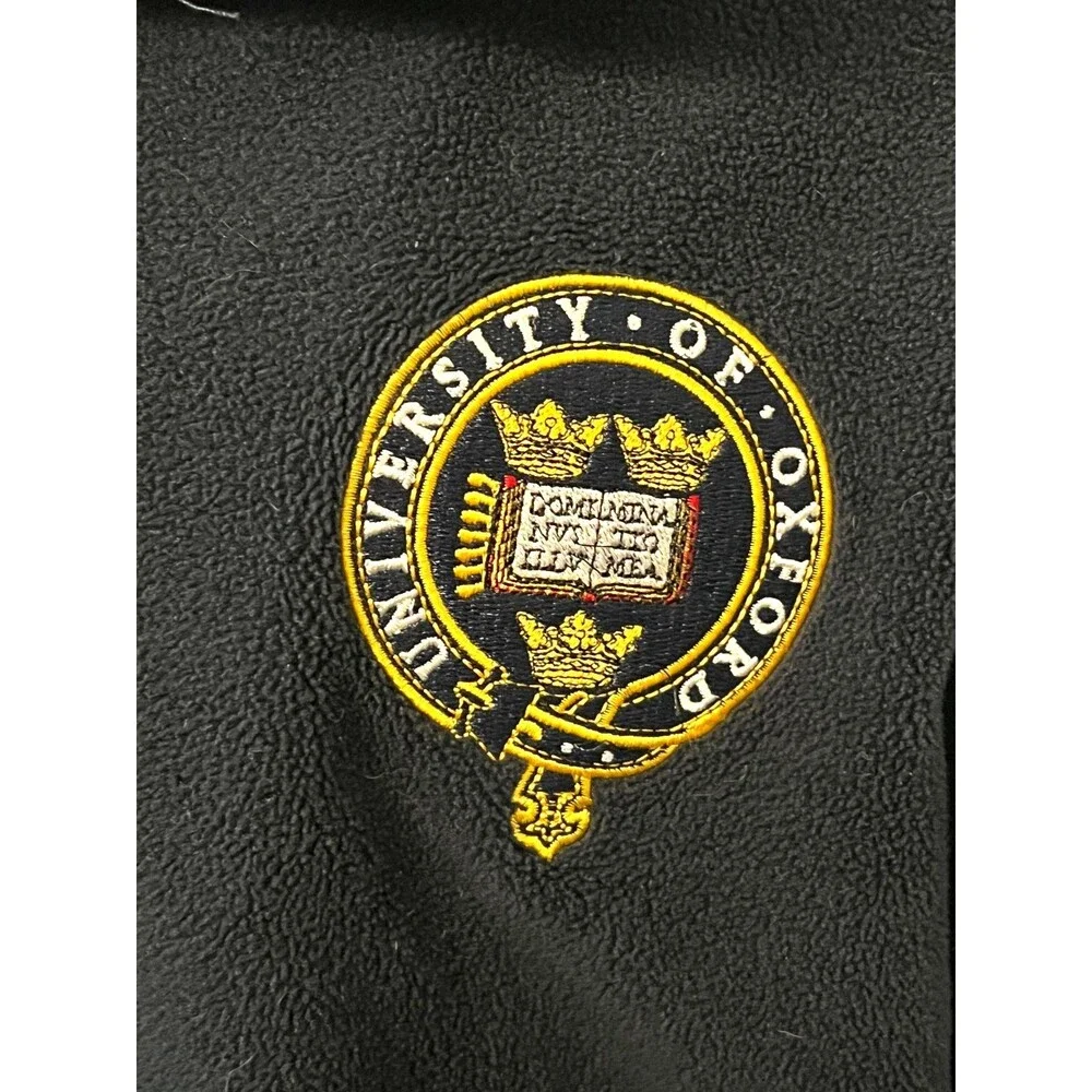 Oxford University Mens L Fleece Jacket Full Zip Sweatshirt Navy Blue Knit Collar